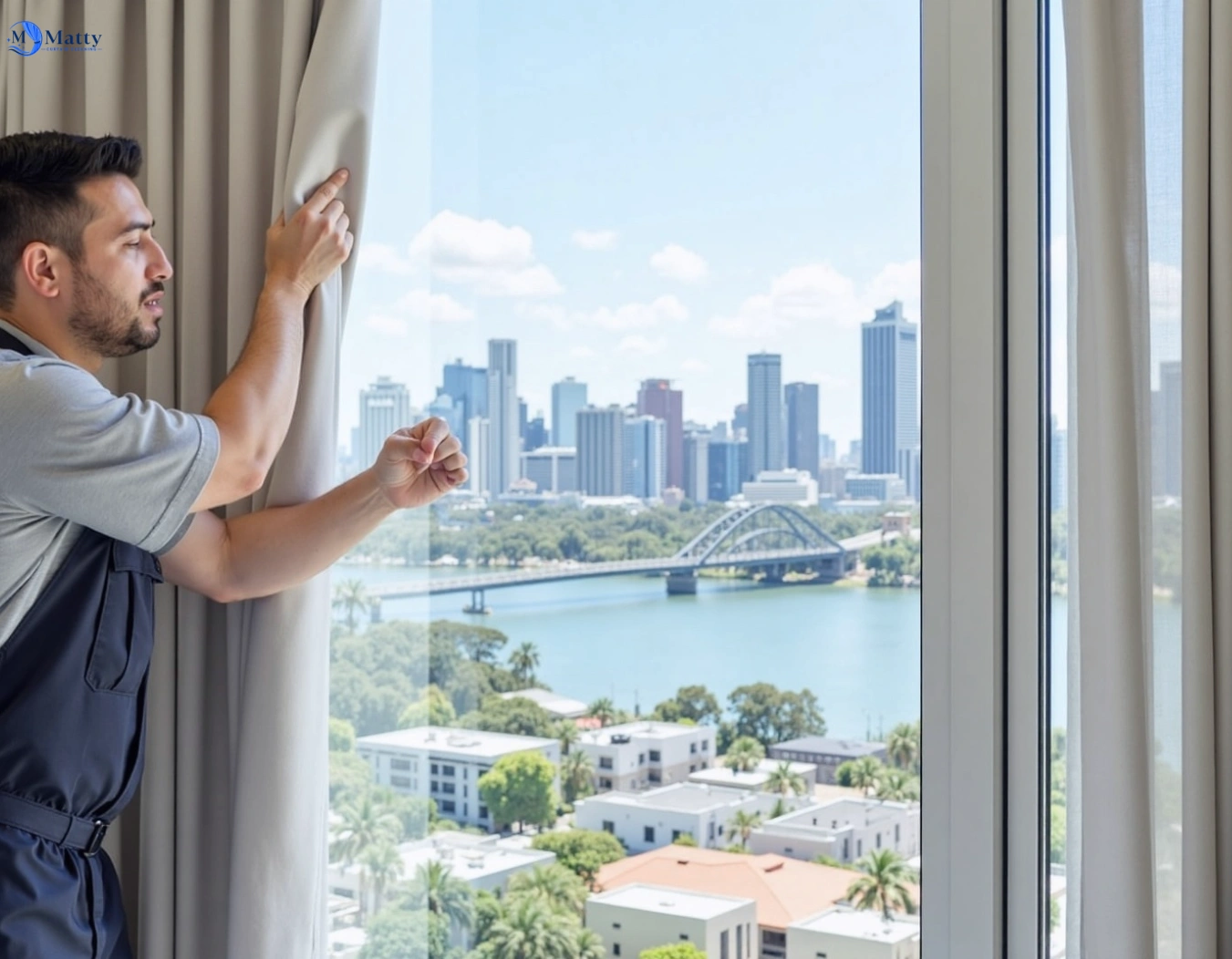 Professional curtain steam cleaning service manly QLD by Matty Curtain Cleaning